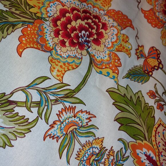 1pr Pier 1 Imports Cotton Floral Jacobean Tab Top Curtain Panels 42x80" (2) - Picture 10 of 10